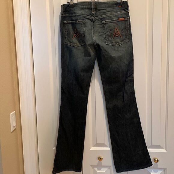 7 For All Mankind A Pocket Flare Distressed Jeans size 28‎ - Picture 7 of 9